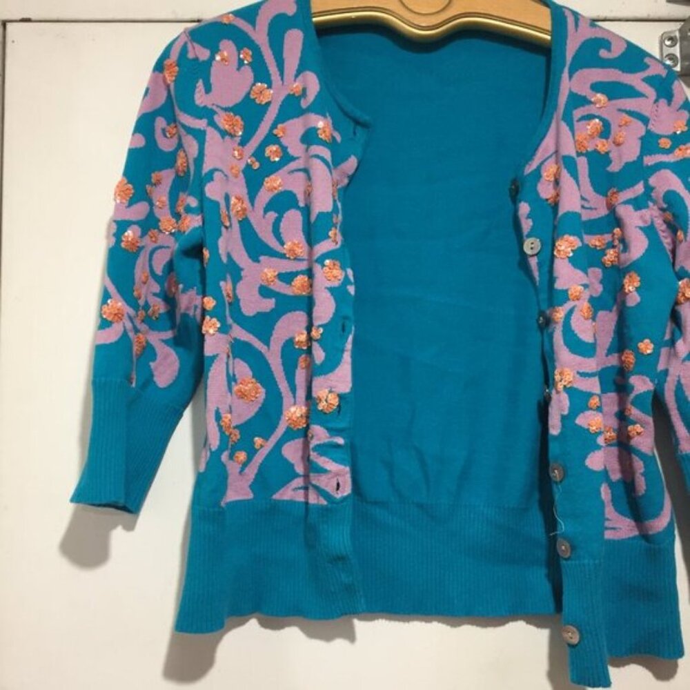 MICHAEL SIMON EMBELLISHED CARDIGAN SWEATERS SIZE L